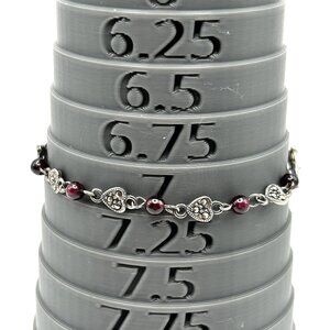 Sterling Silver Garnet and Marcasite Heart Link Bracelet 7 inch Vintage